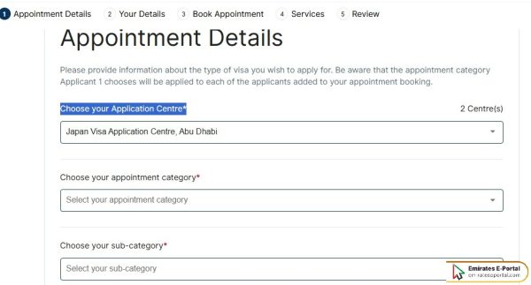 Steps to Book an appointment to apply for Japan Visa for UAE Residents