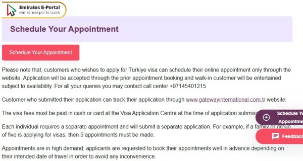 Steps to Book an appointment to apply for Turkey Visa for UAE Residents