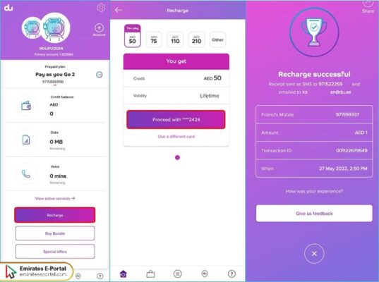 How to Recharge Du Online by Du App