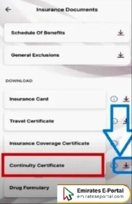 How to get Certificate of Continuity via App