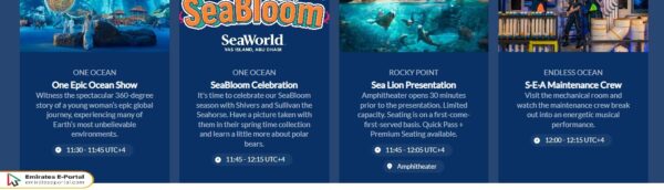 How to check SeaWorld Abu Dhabi Presentation schedule