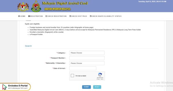 Malaysia Digital Arrival Card