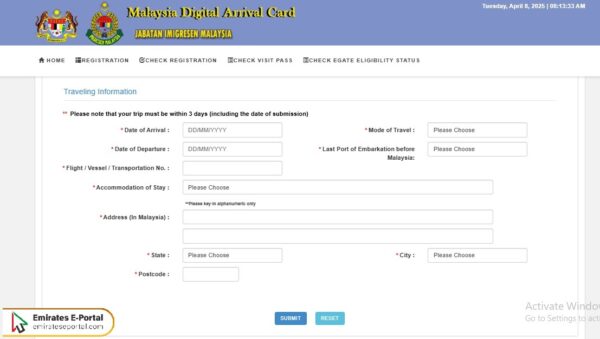 Malaysia Digital Arrival Card