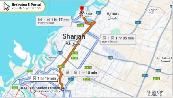 E411 Bus Route Map
